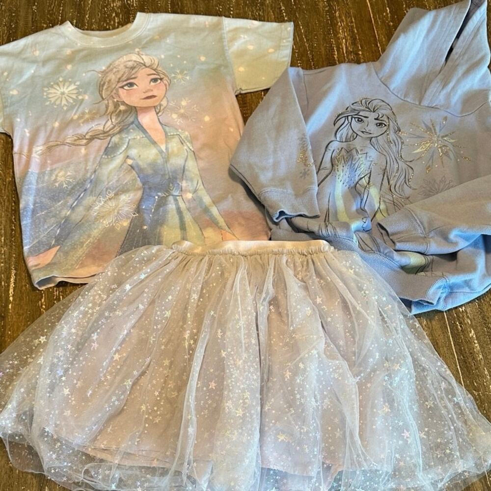 Cotton On x Disney 3-Piece Frozen Elsa Hoodie Tutu Skirt T-Shirt Girls Size 7-8
